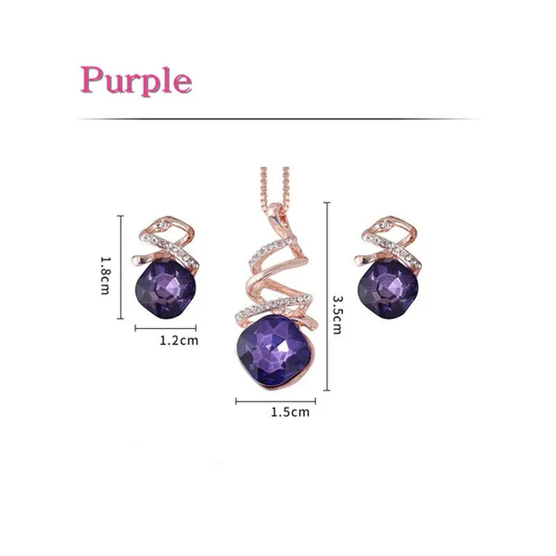 Amethyst Ruby Sapphire Gemstone Natural Luxury Jewelry Set Diamond Necklace Earrings Wedding Bridal Princess Engagement Fashion Women
