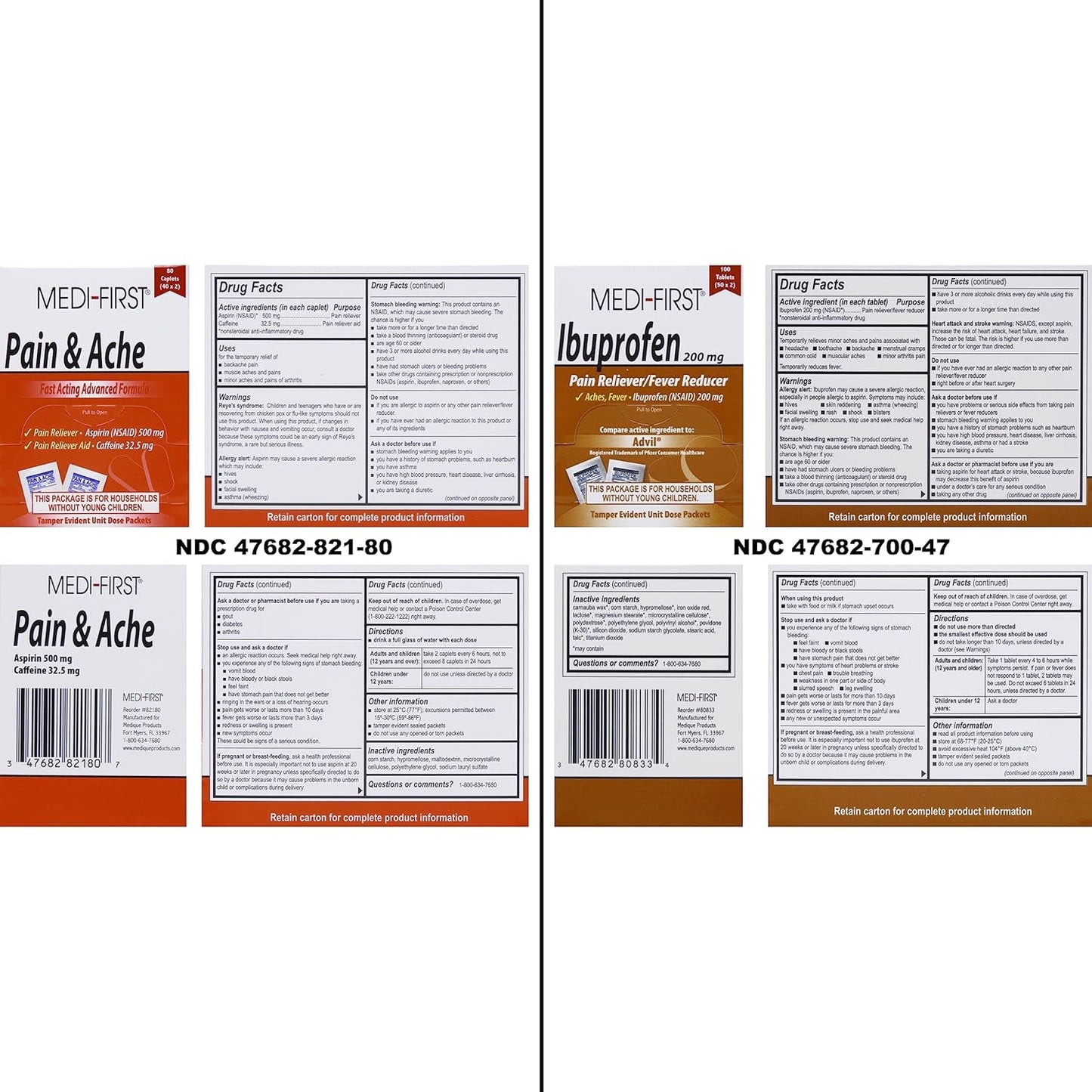 First Aid Fill Kit Refill Pack - Hurt Ease Meds, 29Pc First Aid Supplies - Travel or Personal Kits, Essential Medical Items, Compact Size, Emergency Refill, 4 X 3 X 0.5 Inches