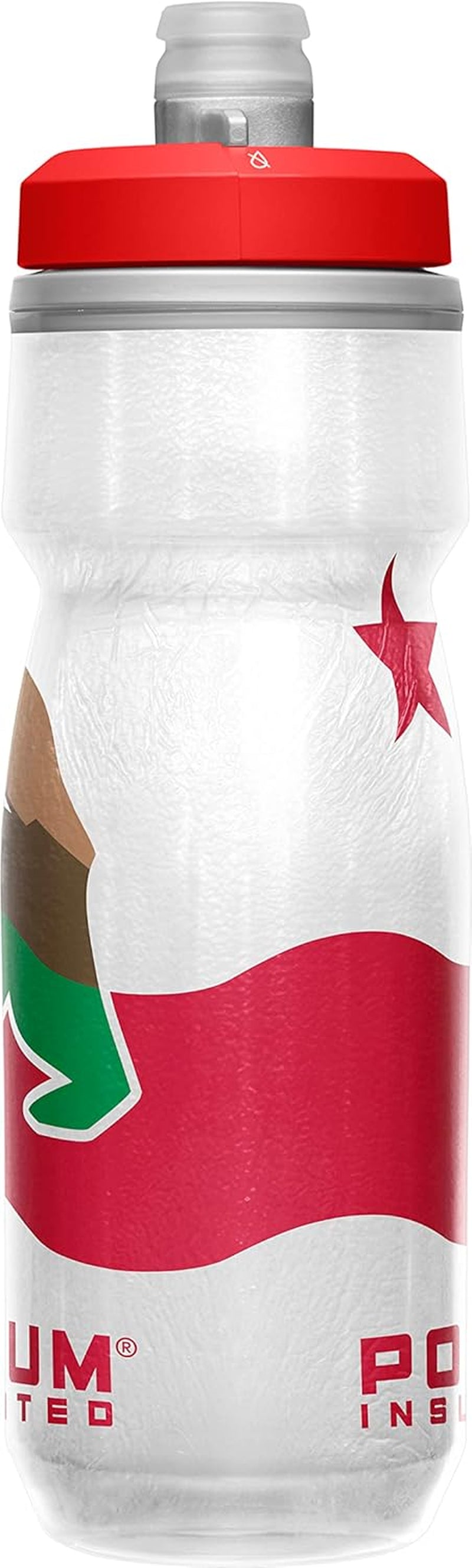 Podium Chill Insulated Bike Water Bottle - Easy Squeeze Bottle - Fits Most Bike Cages - 21Oz, California
