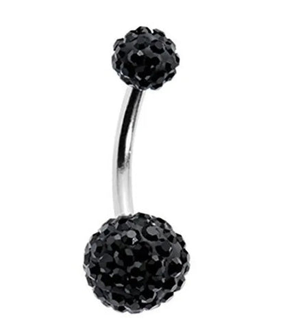 2016 Big Sale 8mm&5mm Crystal Disco Ball Imbue Diamond  316L medical steel material Stainless Steel Belly Button Navel Ring Body Piercing