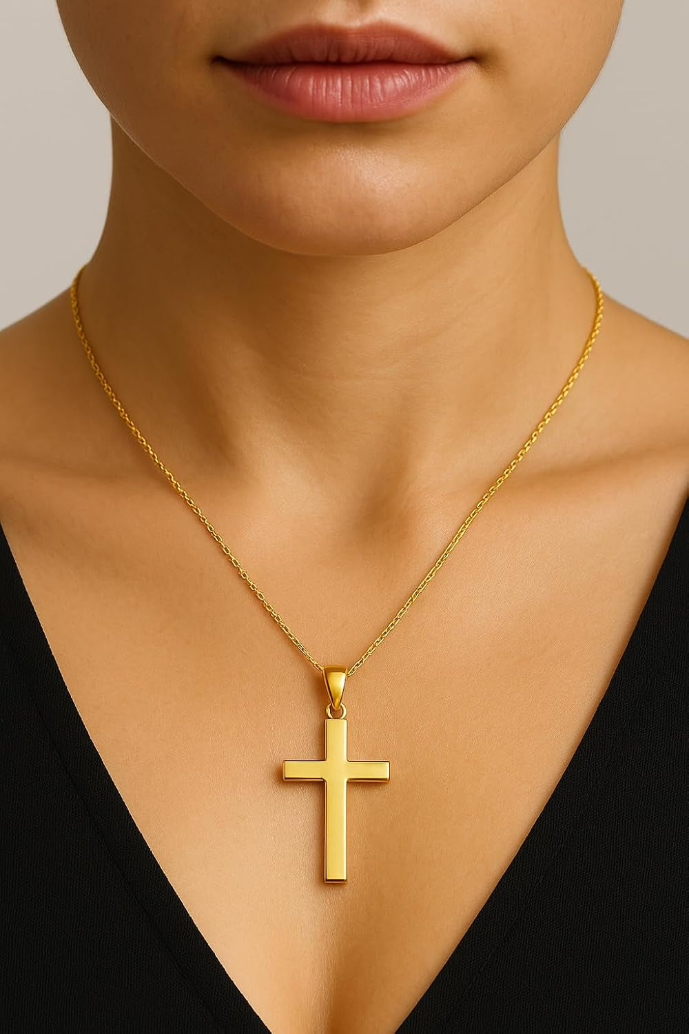 Italian Plain 10K Solid Gold Cross Pendant for Men & Women - Real 10K Yellow Gold Cross Pendants for Women Religious Faith Catholic Jewelry Gift Box Packaging - WORLD TIME VISITS