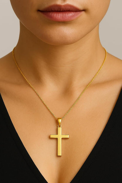 Italian Plain 10K Solid Gold Cross Pendant for Men & Women - Real 10K Yellow Gold Cross Pendants for Women Religious Faith Catholic Jewelry Gift Box Packaging - WORLD TIME VISITS
