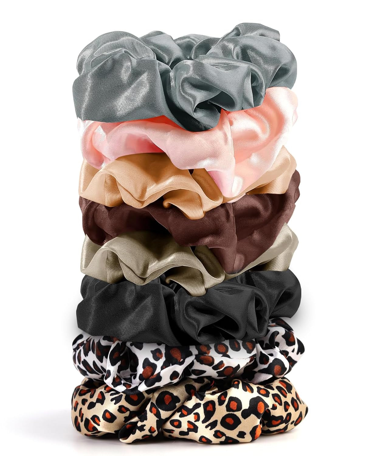 8 Pack Hair Ties Silk Scrunchies for Women Soft Satin Hair Scrunchies Elastic Hair Ties No Damage Ponytail Holders Rubber Bands Hair Accessories Gifts (Mix Color a (8 Pack)) - WORLD TIME VISITS