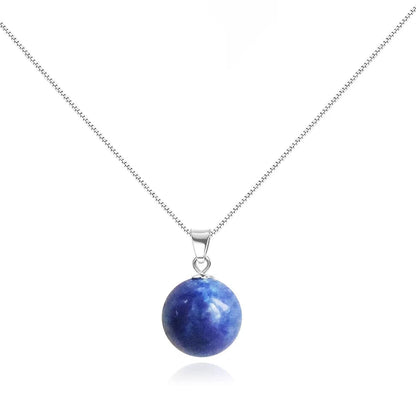 Adjustable 925 Sterling Silver Plated with 18K White Gold Lapis Lazuli Necklace for Women - Handmade Crystal Pendant Jewelry | December Birthstone(Lapis-Lazuli) - WORLD TIME VISITS