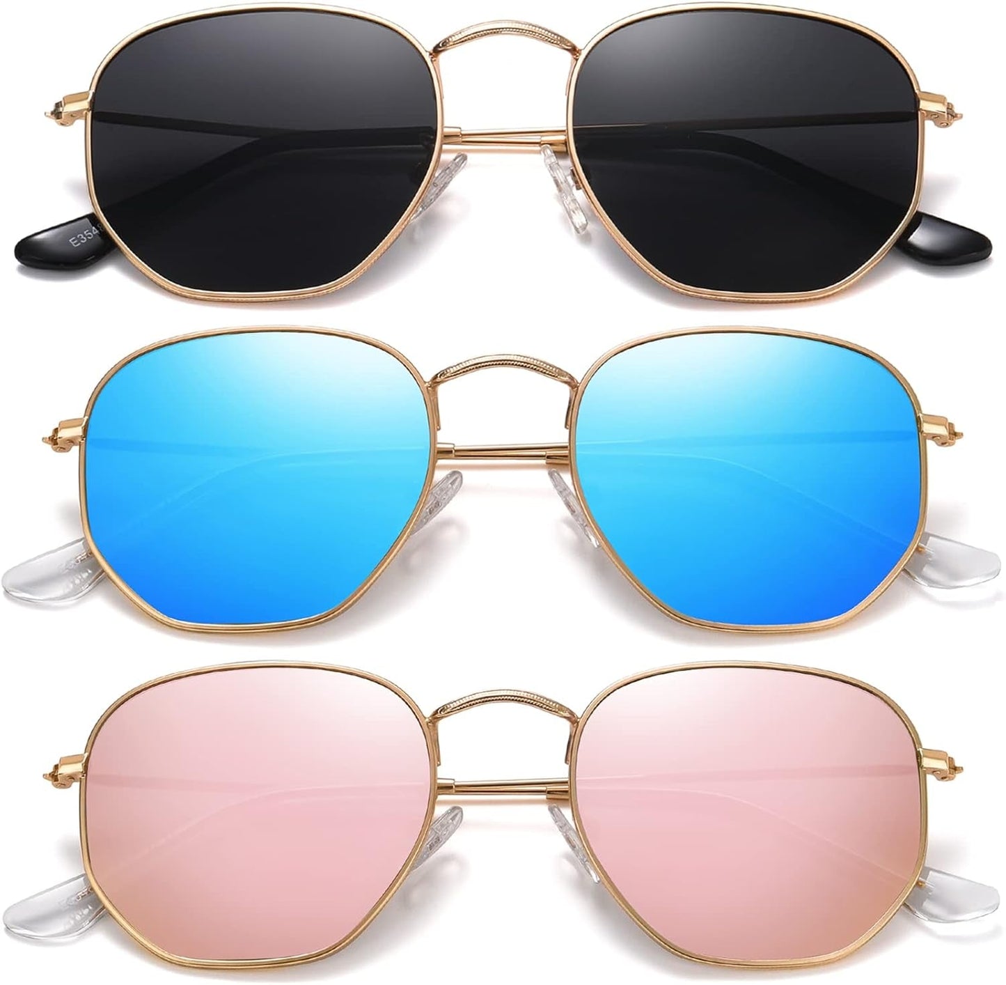 Polarized Hexagon Sunglasses for Women Men Polygon Square Sun Glasses UV400 Protection Metal Frame