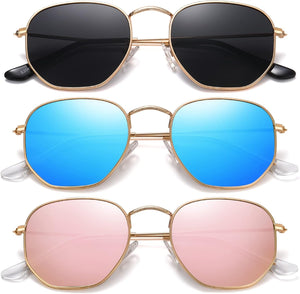 Polarized Hexagon Sunglasses for Women Men Polygon Square Sun Glasses UV400 Protection Metal Frame