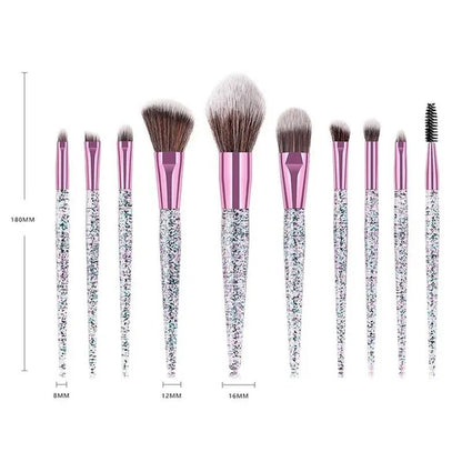 6/10PCS Professional Makeup Brush Diamond Crystal Brush Set Acrylic Handle Foundation Blush Brush Powder Mixed Eye Shadow Tool Kit