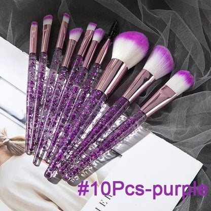 6/10PCS Professional Makeup Brush Diamond Crystal Brush Set Acrylic Handle Foundation Blush Brush Powder Mixed Eye Shadow Tool Kit