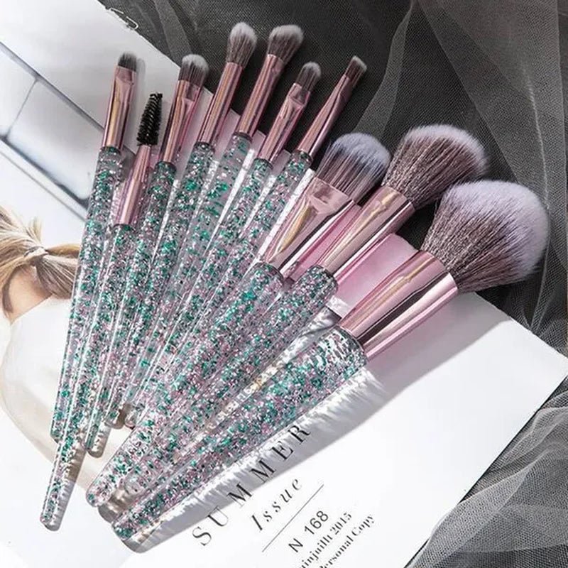 6/10PCS Professional Makeup Brush Diamond Crystal Brush Set Acrylic Handle Foundation Blush Brush Powder Mixed Eye Shadow Tool Kit - WORLD TIME VISITS