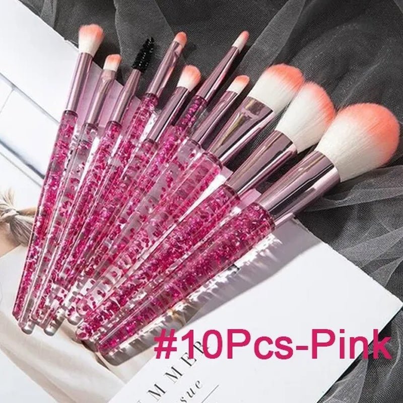 6/10PCS Professional Makeup Brush Diamond Crystal Brush Set Acrylic Handle Foundation Blush Brush Powder Mixed Eye Shadow Tool Kit - WORLD TIME VISITS