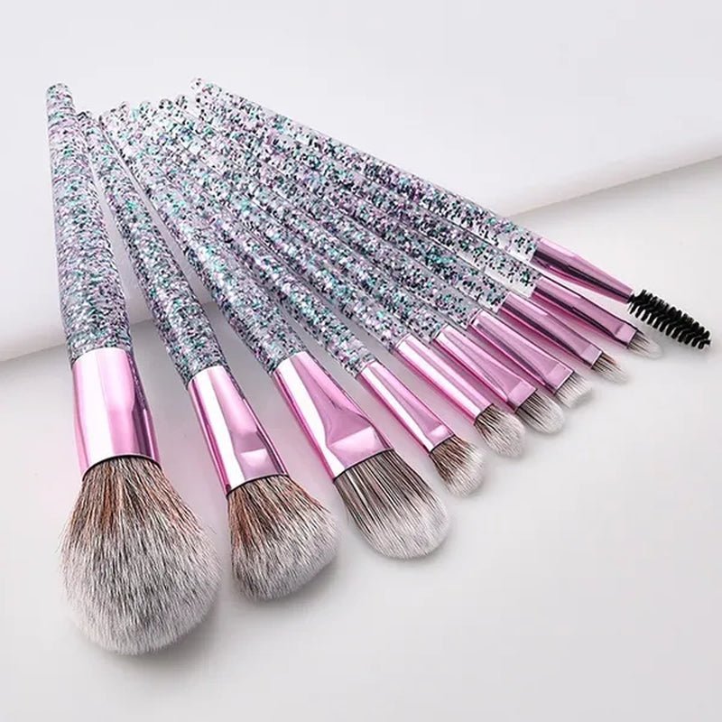 6/10PCS Professional Makeup Brush Diamond Crystal Brush Set Acrylic Handle Foundation Blush Brush Powder Mixed Eye Shadow Tool Kit
