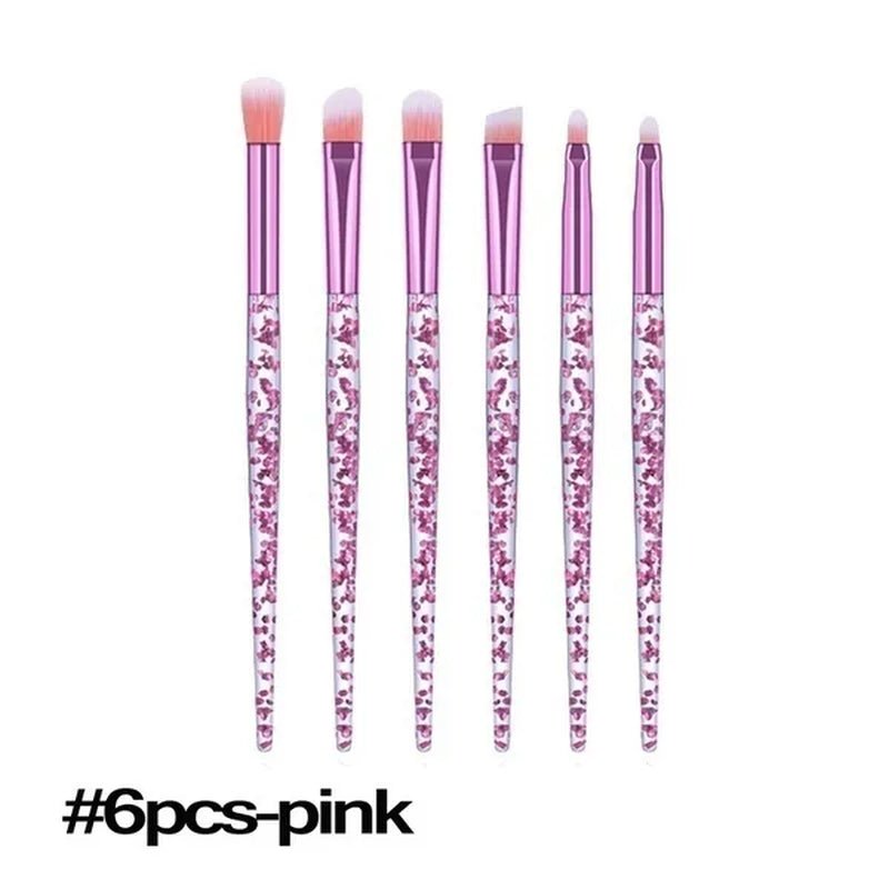 6/10PCS Professional Makeup Brush Diamond Crystal Brush Set Acrylic Handle Foundation Blush Brush Powder Mixed Eye Shadow Tool Kit