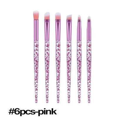 6/10PCS Professional Makeup Brush Diamond Crystal Brush Set Acrylic Handle Foundation Blush Brush Powder Mixed Eye Shadow Tool Kit