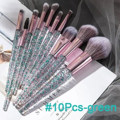 6/10PCS Professional Makeup Brush Diamond Crystal Brush Set Acrylic Handle Foundation Blush Brush Powder Mixed Eye Shadow Tool Kit - WORLD TIME VISITS