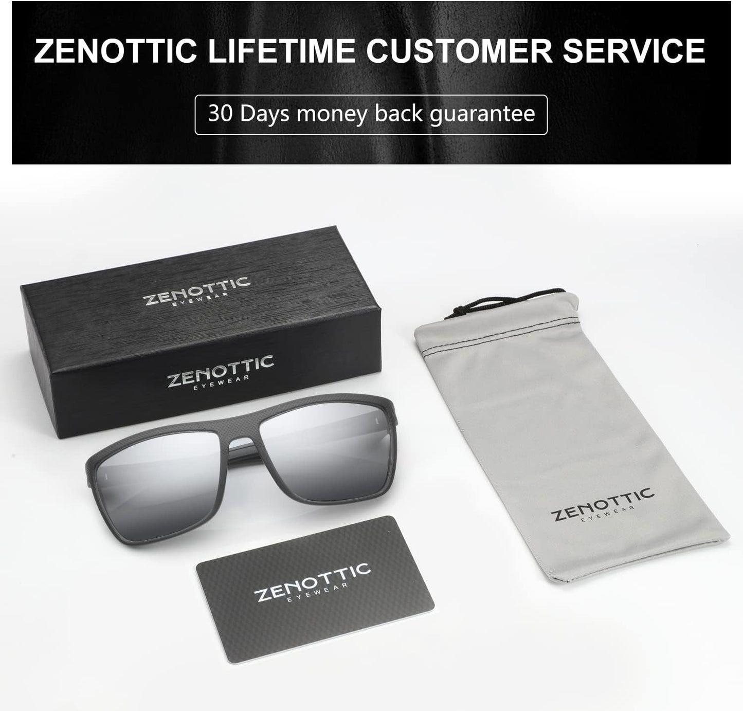Polarized Sunglasses for Men Lightweight TR90 Frame UV400 Protection Square Sun Glasses