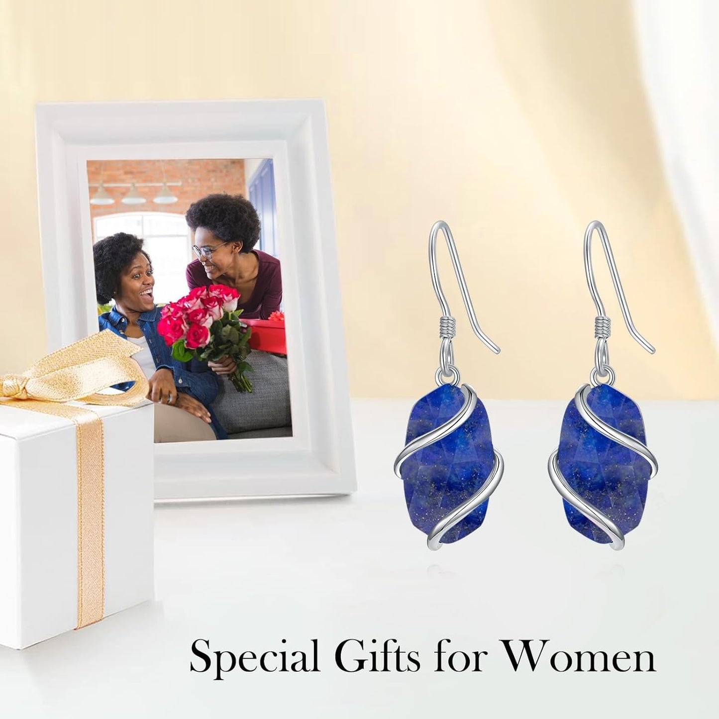 Earrings for Women 925 Sterling Silver Dainty Gemstone Leverback Drop Dangle Earrings Fine Jewelry Birthday Anniversary Mothers Day Christmas Gifts for Her Wife Girlfriend Mom Grandma