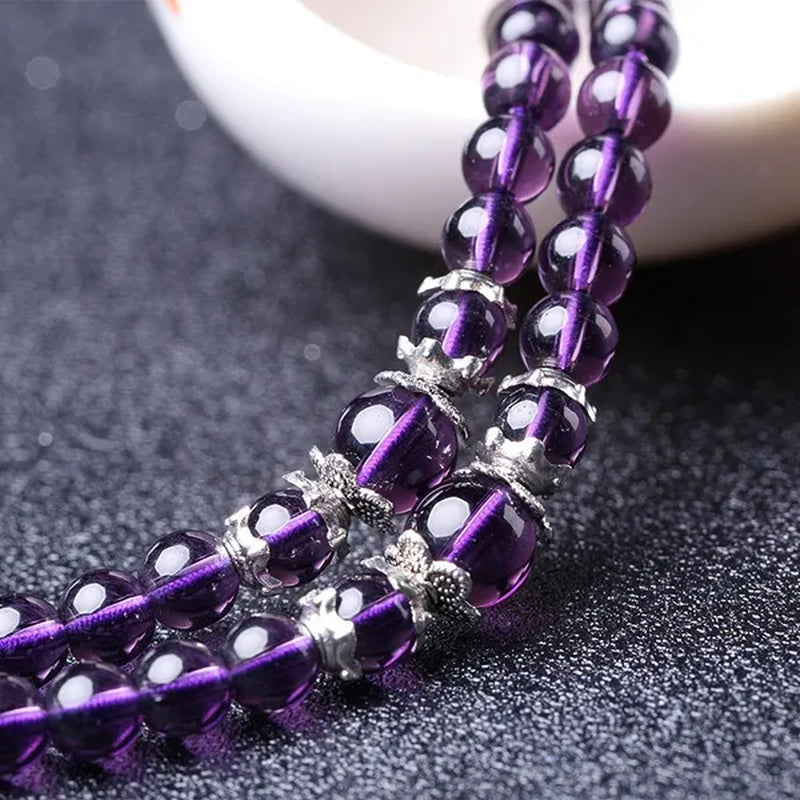 Handmade Stone Amethyst 6MM 108 Beads Bracelet Spirituality