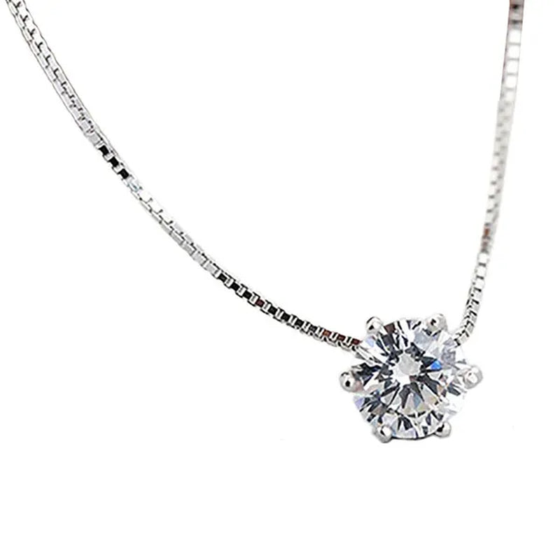 Women Simple Trendy Zircon Rhinestone Choker Necklace Shine Diamond Silver Chain Jewelry