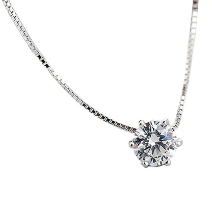 Women Simple Trendy Zircon Rhinestone Choker Necklace Shine Diamond Silver Chain Jewelry