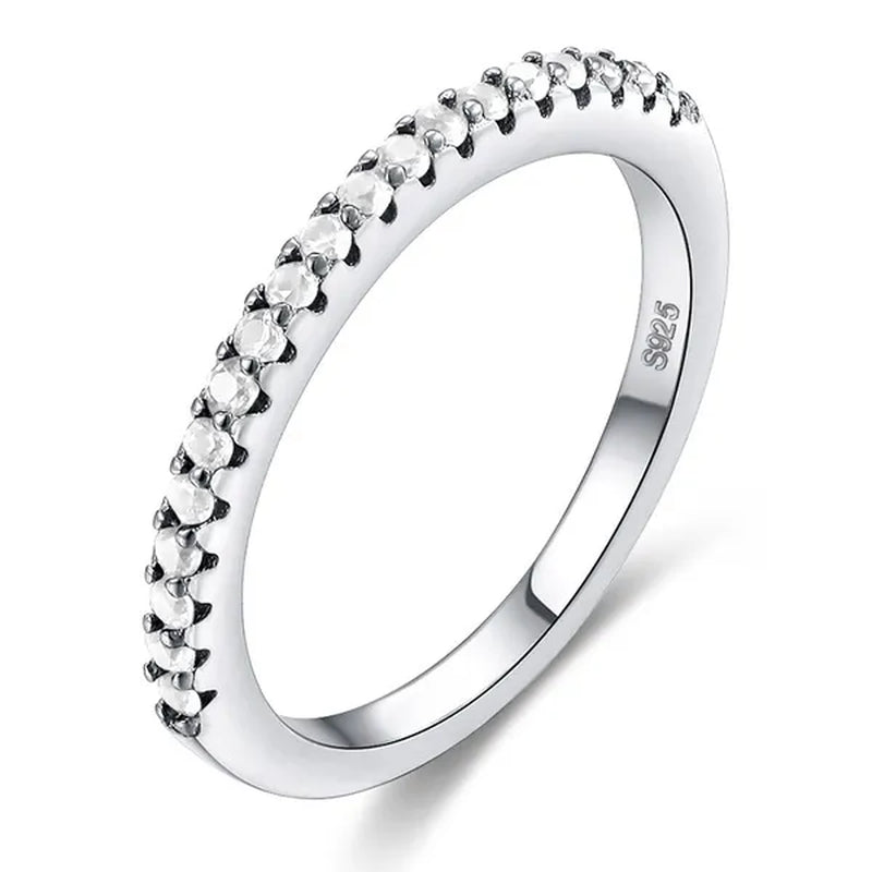 CANDICE Simple Sterling Silver Plated Eterity Wedding Ring Pave Natural Rose Red Green Blue Cubic Zirconia Stackable Rings Fashion Jewelry for Women Engagement Gift（Us SIZE 6-9）