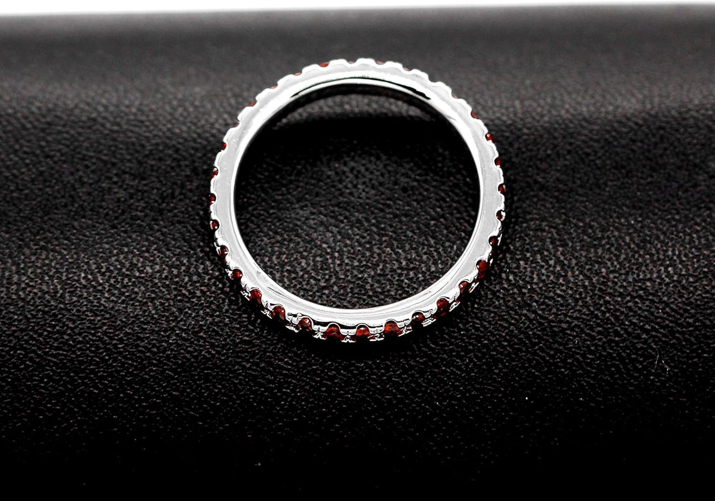 2Mm Micro Pave Cubic Zirconia Eternity Band Stack Ring Silver Color Wedding Jewelry for Women Y115
