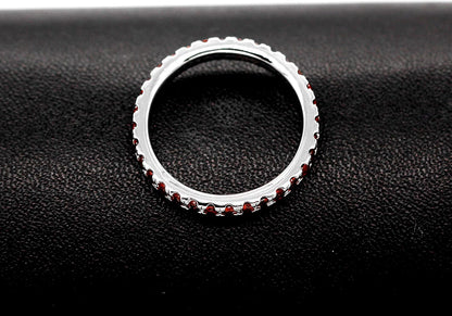 2Mm Micro Pave Cubic Zirconia Eternity Band Stack Ring Silver Color Wedding Jewelry for Women Y115