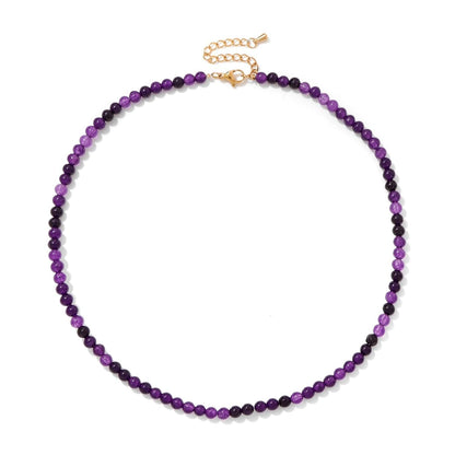 Amethyst Necklace for Women 4Mm Handmade Amethyst Beaded Necklace Crystal Choker Necklace February Birthstone Necklace Natural Stone Necklace Amethyst Jewelry Gifts for Women