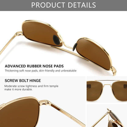 Men'S Military Style Polarized Pilot Aviator Sunglasses Bayonet Temples
