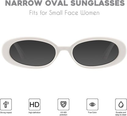 Retro Tiny Oval Sunglasses for Women with Small Face Narrow Style MS52360