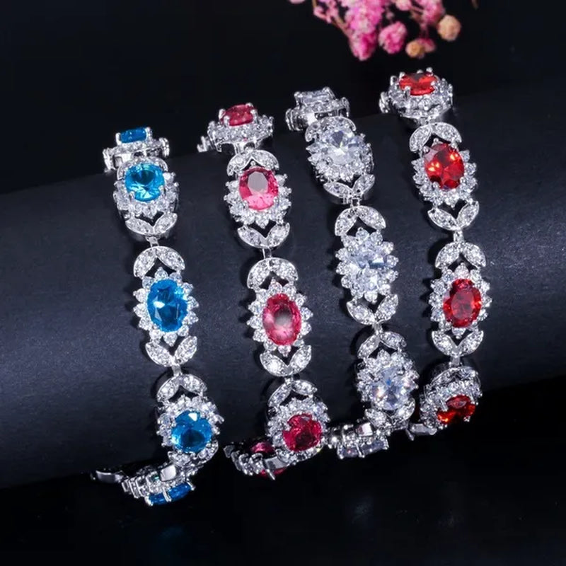 CANDICE 2023 New Summer Design Sterling Silver Plated Blue Crystal Bracelets for Women Fashion Jewelry - WORLD TIME VISITS