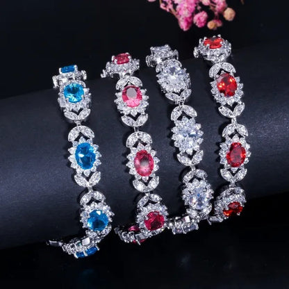 CANDICE 2023 New Summer Design Sterling Silver Plated Blue Crystal Bracelets for Women Fashion Jewelry - WORLD TIME VISITS