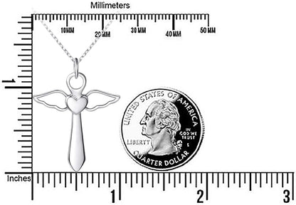 Guardian Angel Wings Cross Necklace Stainless Steel Cross Necklace Jewelry Gifts for Women Teen Girls