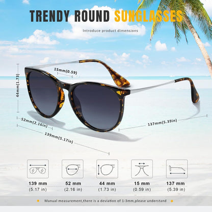 Sunglasses Womens Men Polarized UV Protection Trendy Vintage Retro round Mirrored Lens Sunglasses for Women