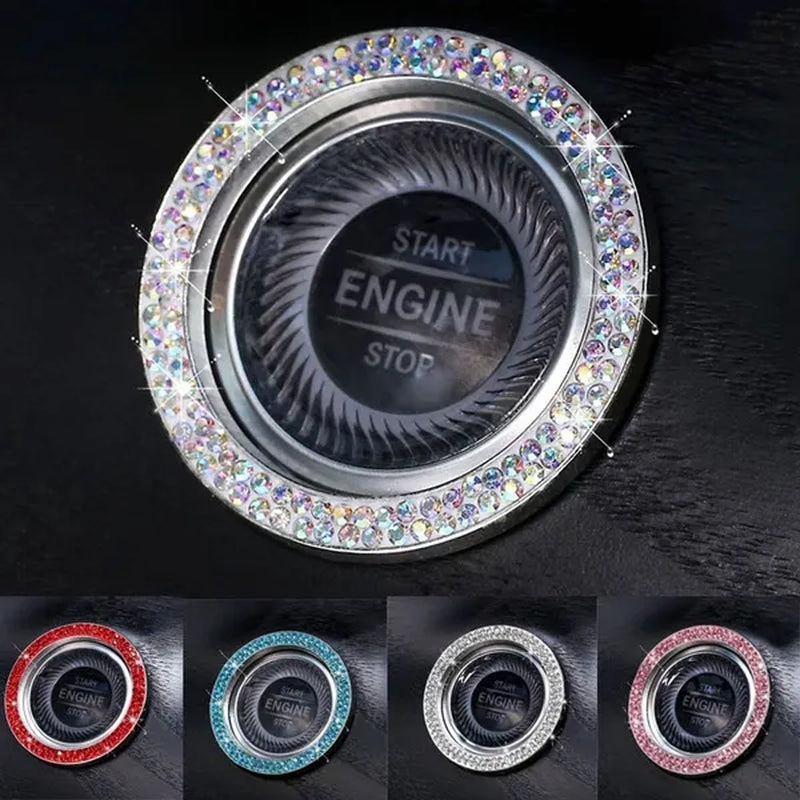 New Car One-Key Engine Start Stop Ignition Push Button Decorative Circle Ring Keyless Cover Trim Crystal Diamond Parts Decorate - WORLD TIME VISITS