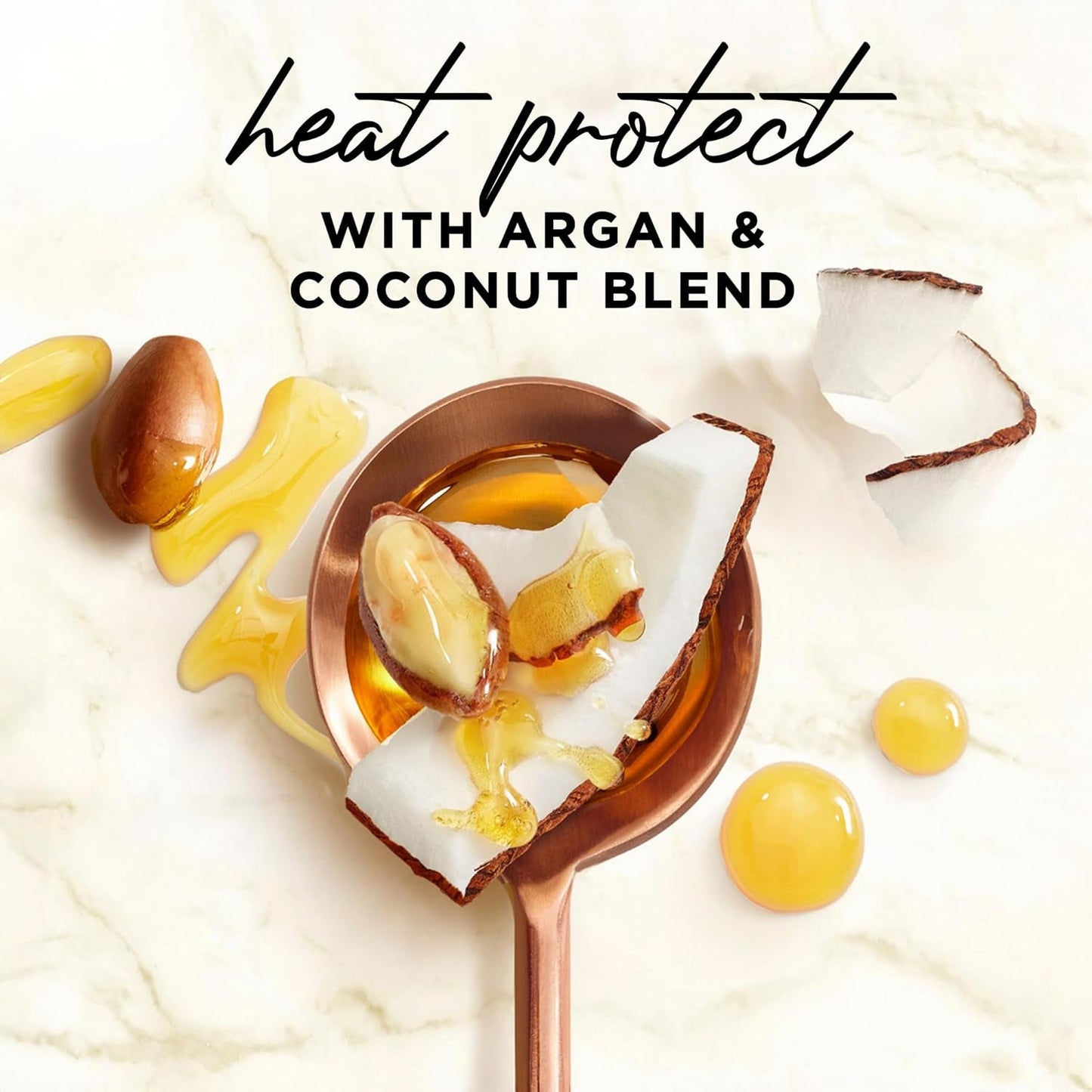 Coconut & Argan Oil Heat Protectant Leave-In Spray for All Hair Types, 450°F Heat Protection, Sulfate-Free, Paraben-Free, Dye-Free, Alcohol-Free, Adds Shine, 6.4 Fl Oz