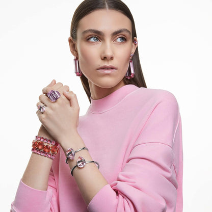 Lucent Crystal Ring Jewelry Collection, Rhodium Tone Finish, Pink Crystals