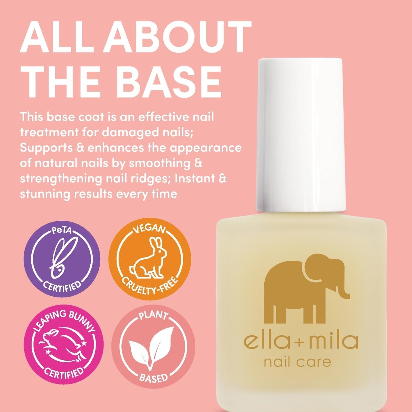 "All about the Base - Coat Nail Polish - Long-Lasting Ridge Filler Base Coat - Nail Care That Helps Smooth & Fill Natural Nails (0.45 Fl Oz) - WORLD TIME VISITS