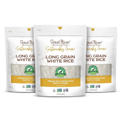Climate Friendly White Rice, Long Grain White Rice Cooker Ready, Gluten Free, Vegan, Kosher, Vegetarian, Non-Gmo, Plant Based, US Sustainably Grown, 2Lb. Resealable Bag (Pack of 3) (Packaging May Vary)