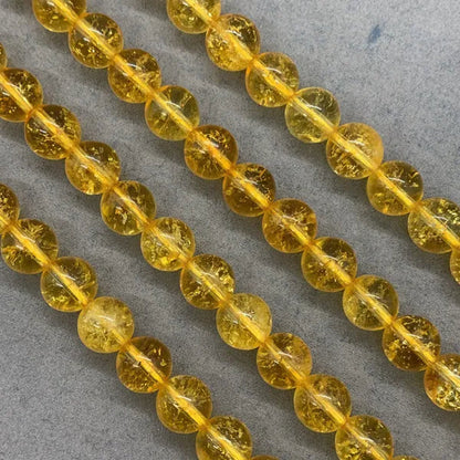 Yellow Citrine Cracked Crystal Bead Stone round 4-12Mm Gemstone Loose Spacer DIY