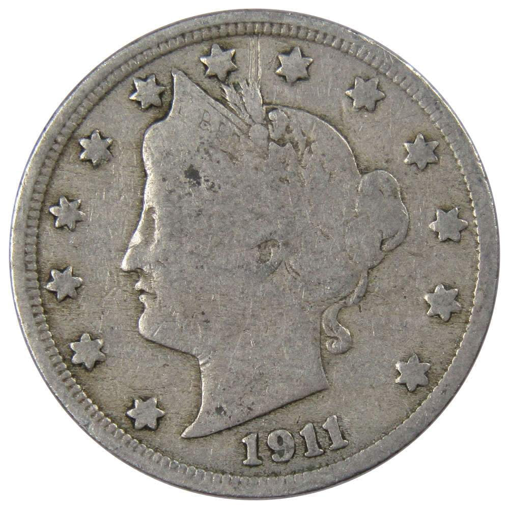 1911 Liberty Head V Nickel 5 Cent Piece AG about Good 5C US Coin Collectible Master Coins - WORLD TIME VISITS