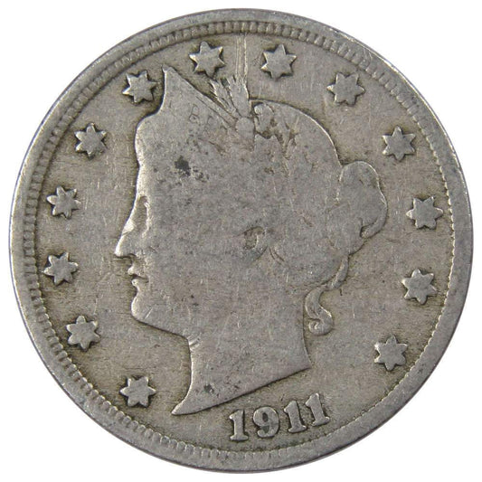 1911 Liberty Head V Nickel 5 Cent Piece AG about Good 5C US Coin Collectible Master Coins - WORLD TIME VISITS