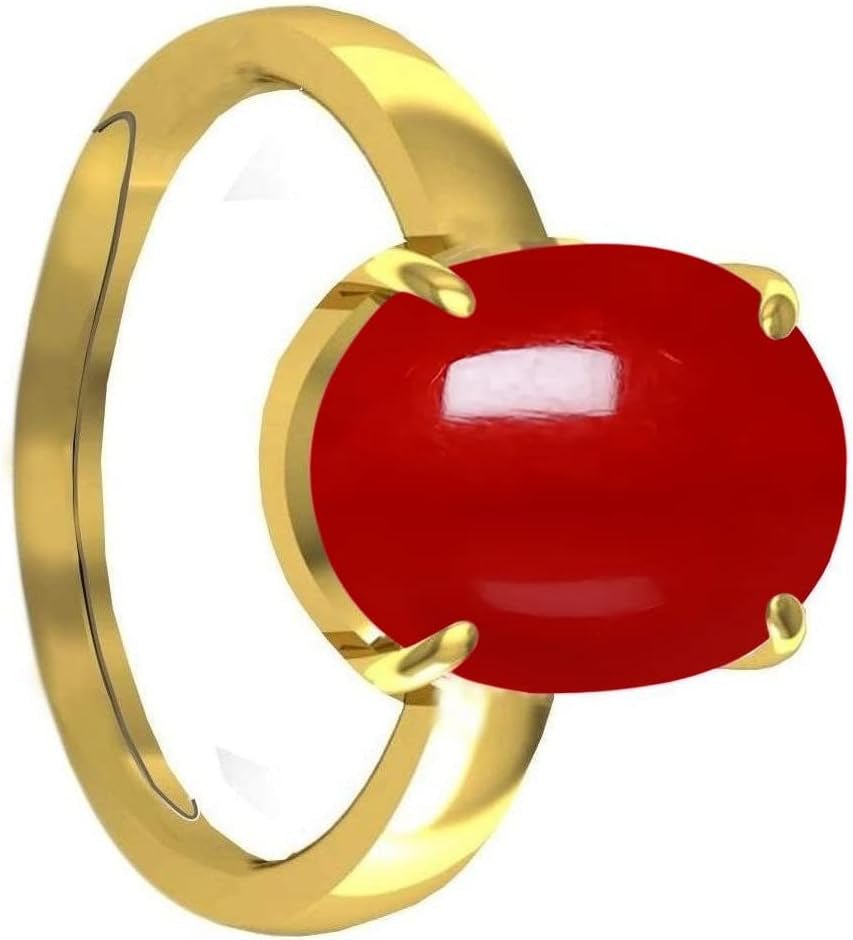 6.25 Carat Natural Red Coral Panchdhatu Ring for Men and Women - WORLD TIME VISITS