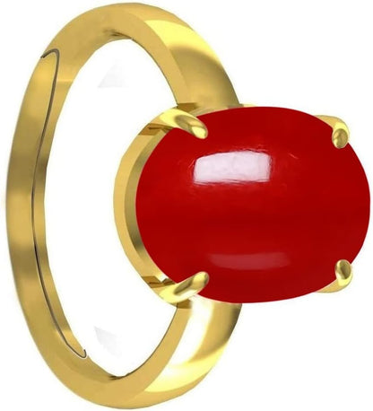 6.25 Carat Natural Red Coral Panchdhatu Ring for Men and Women - WORLD TIME VISITS