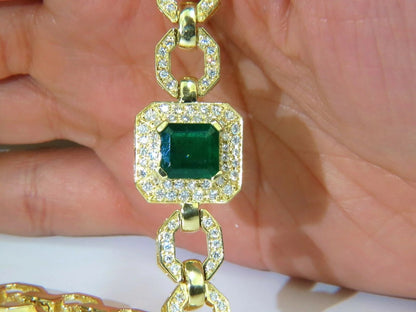 6.25CT NATURAL EMERALD DIAMOND BRACELET 18KT GREEK LINKED DECO - WORLD TIME VISITS