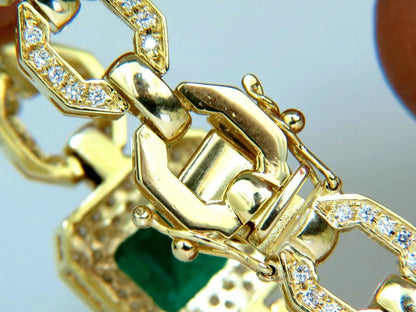 6.25CT NATURAL EMERALD DIAMOND BRACELET 18KT GREEK LINKED DECO