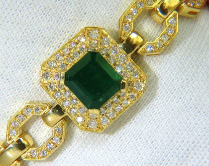 6.25CT NATURAL EMERALD DIAMOND BRACELET 18KT GREEK LINKED DECO - WORLD TIME VISITS