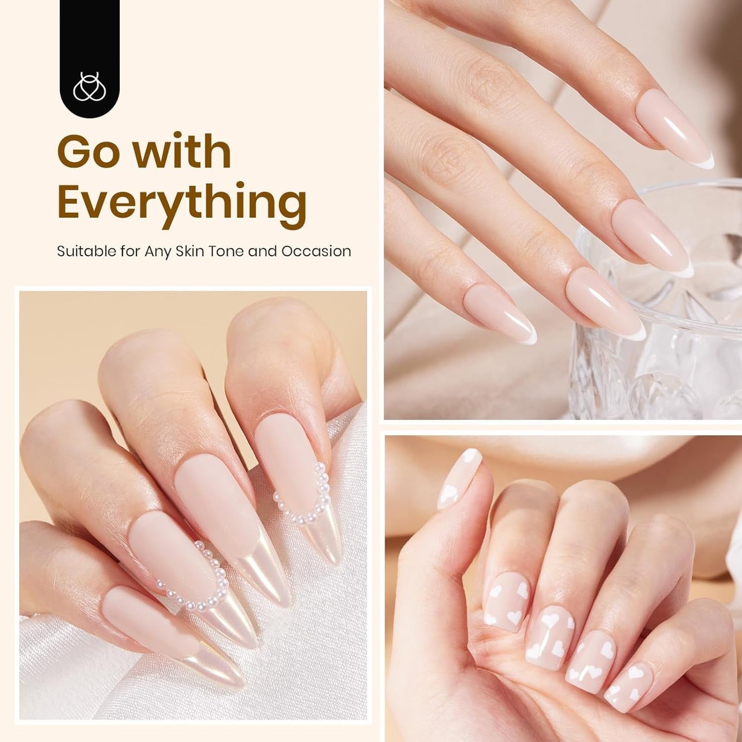 Beetles Nude Gel Nail Polish Kit with UV LED Light & Base Gel Top Coat Starter Kit, Soak off Nude Brown Fall Winter UV Gel Polish Set for DIY Home Manicure Gel Nail Design