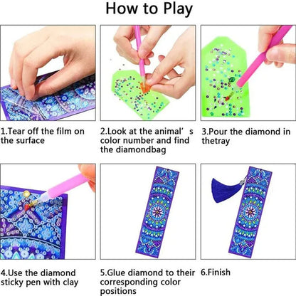 5D Diamond Bookmark Kits DIY Special Shaped Painting Bookmark with Tassel Craft Supplies