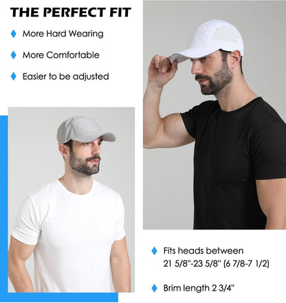 Cooling Breathable Mesh Sports Cap Lightweight Quick Dry Run Hat with Reflective Trim for Men Women Outdoor UPF 50+ Sun Hats