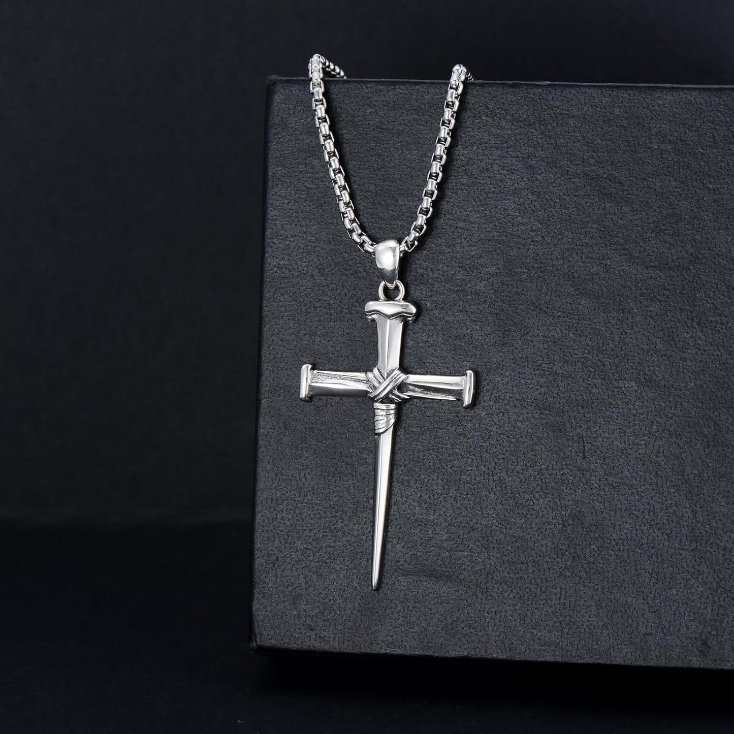 Three Nail Cross Necklace 925 Sterling Silver 3 Nail Cross Pendant Christian Jewelry Gifts for Men 22+2"
